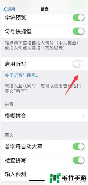 苹果手机语音打字怎么关闭